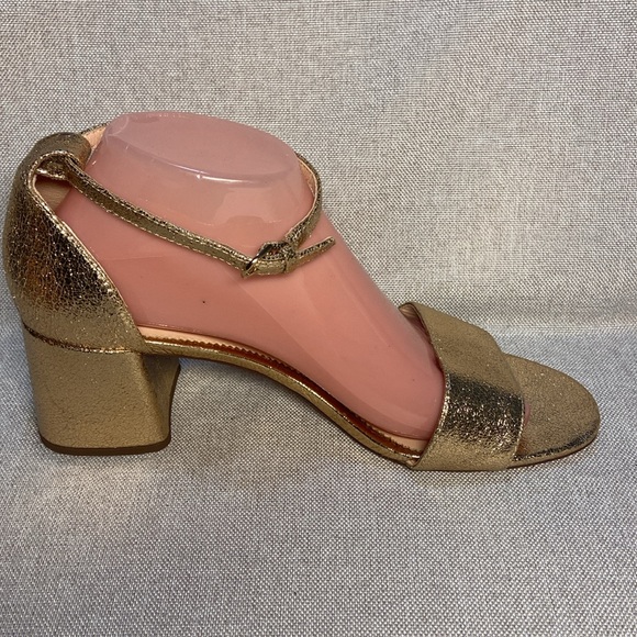 Jcrew Metallic Gold Penny Sandal With Ankle Strap. Size 9 - Picture 3 of 12